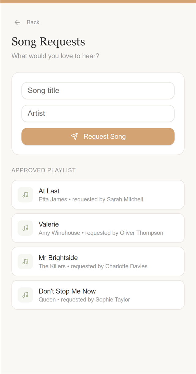 Music requests in the app